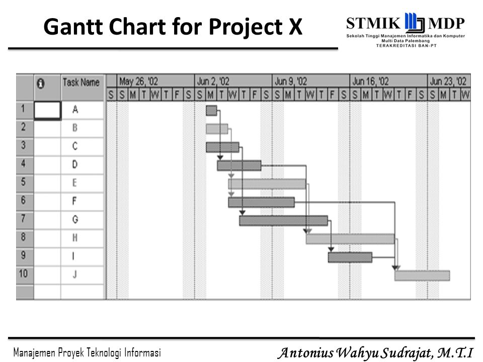 Gantt Chart for Project X