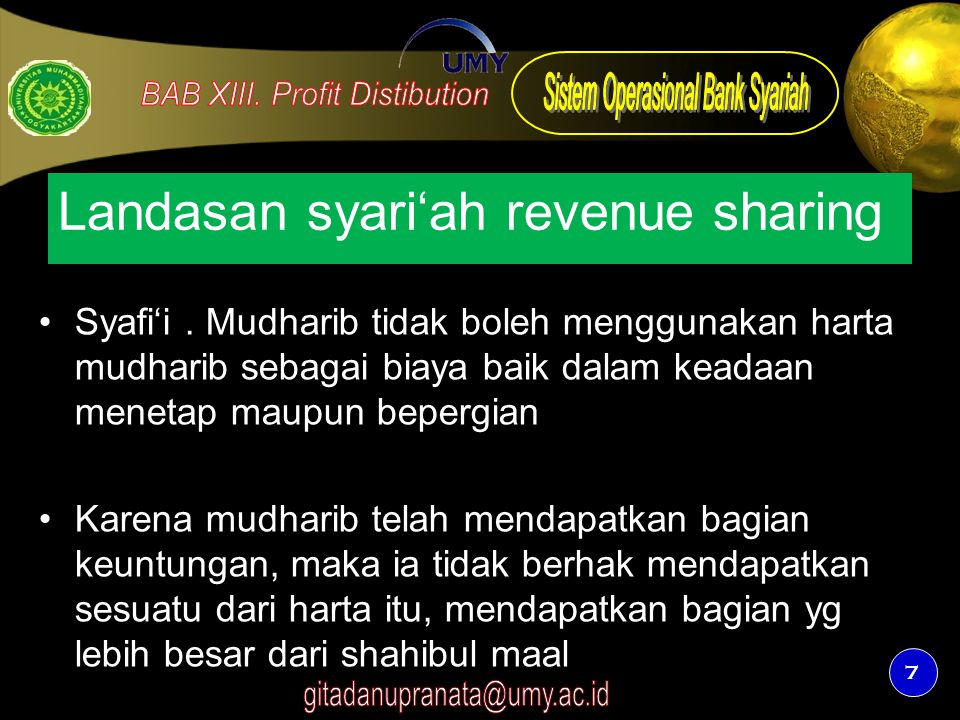 Landasan syari‘ah revenue sharing