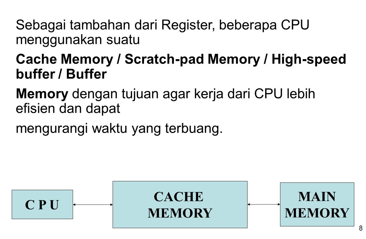 Sebagai tambahan dari Register, beberapa CPU menggunakan suatu