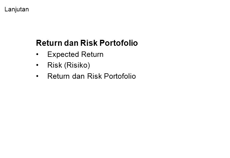 Return dan Risk Portofolio