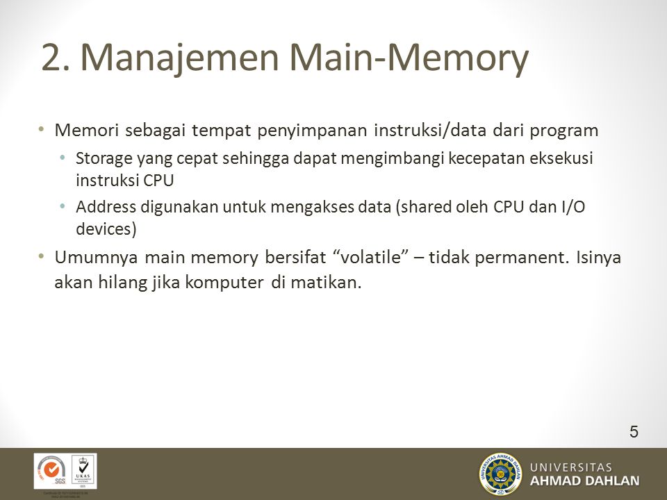 2. Manajemen Main-Memory