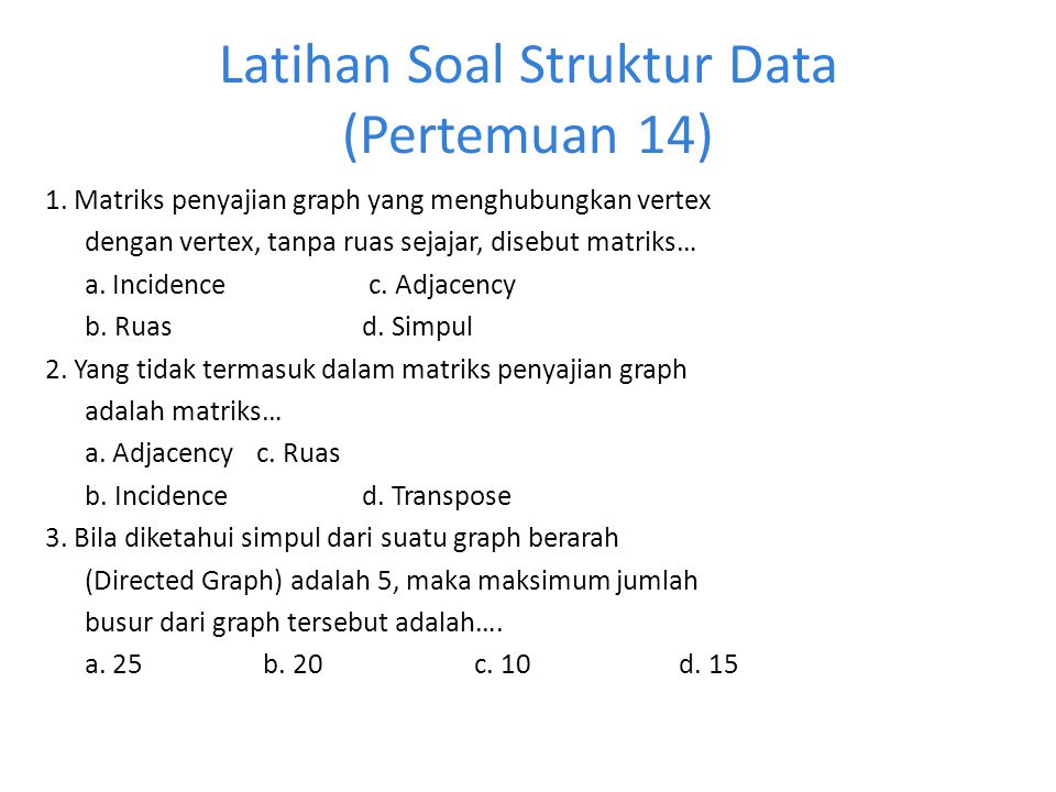 Latihan Soal Struktur Data (Pertemuan 14)