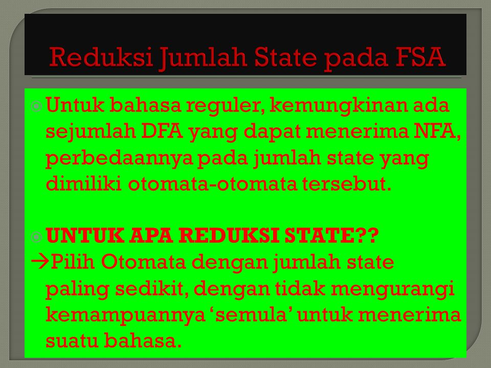 Reduksi Jumlah State pada FSA