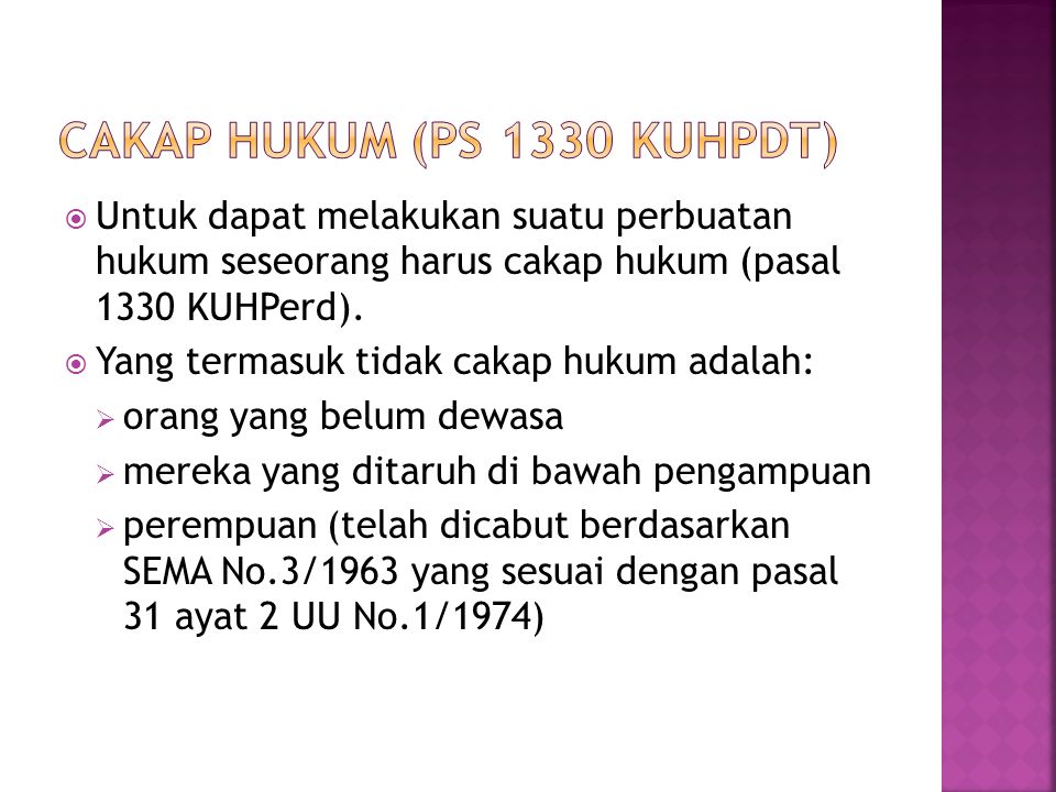 CAKAP HUKUM (PS 1330 KUHPDT)