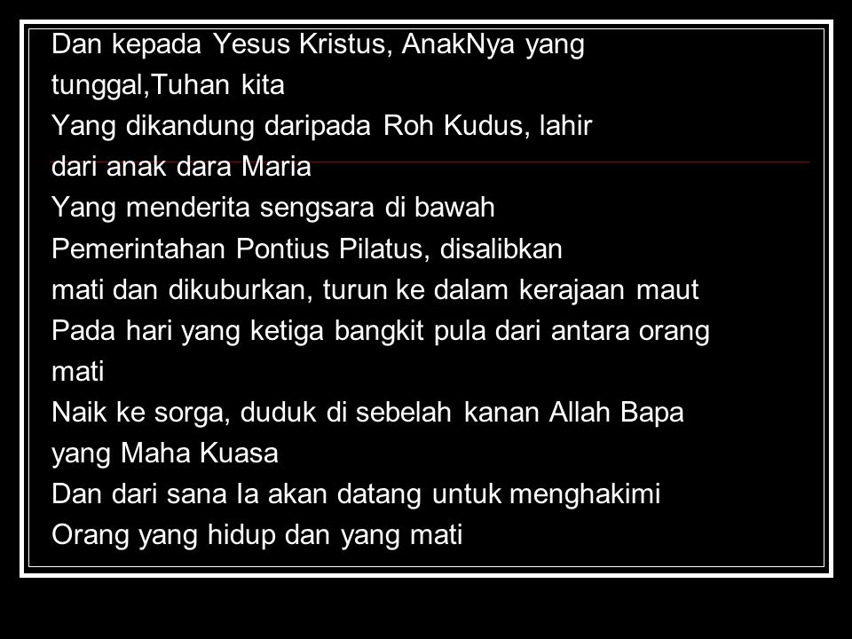 Pengakuan iman rasuli bahasa indonesia