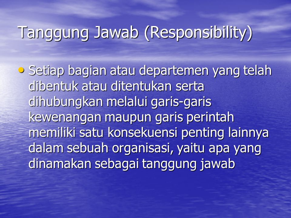 Tanggung Jawab (Responsibility)