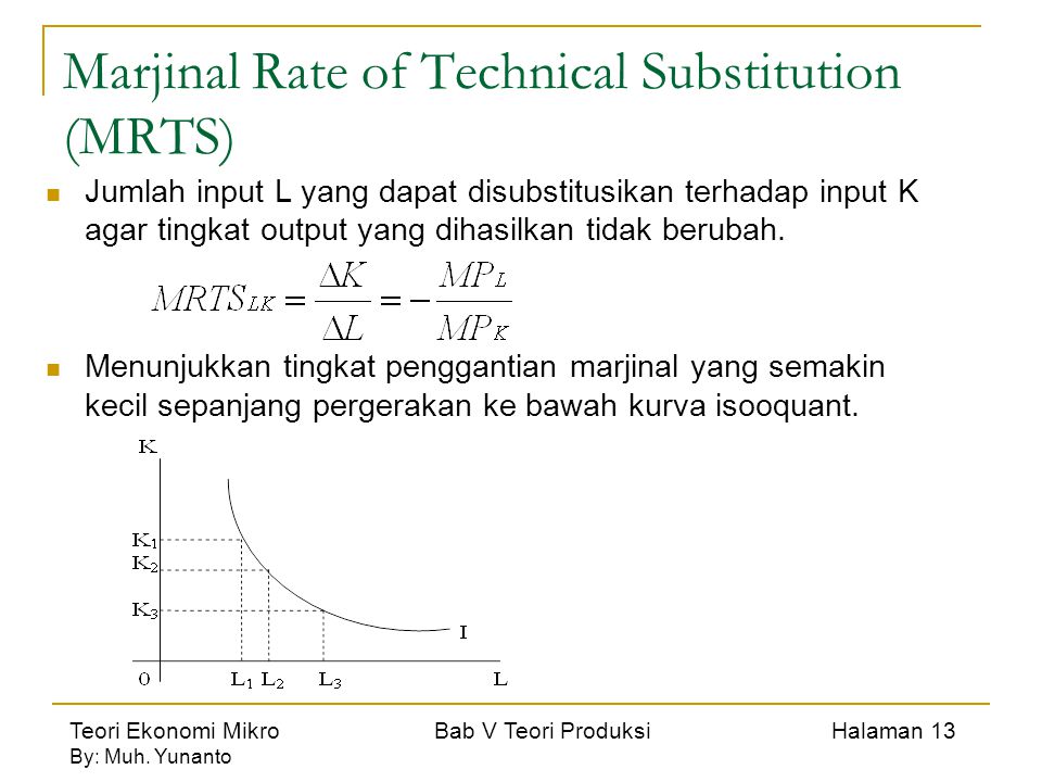 Marjinal Rate of Technical Substitution (MRTS)