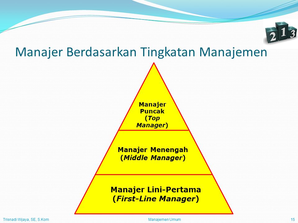 Manajer Berdasarkan Tingkatan Manajemen