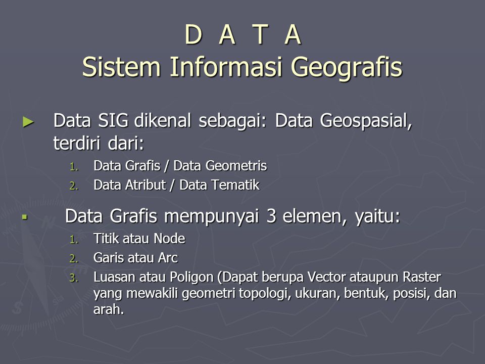 D A T A Sistem Informasi Geografis