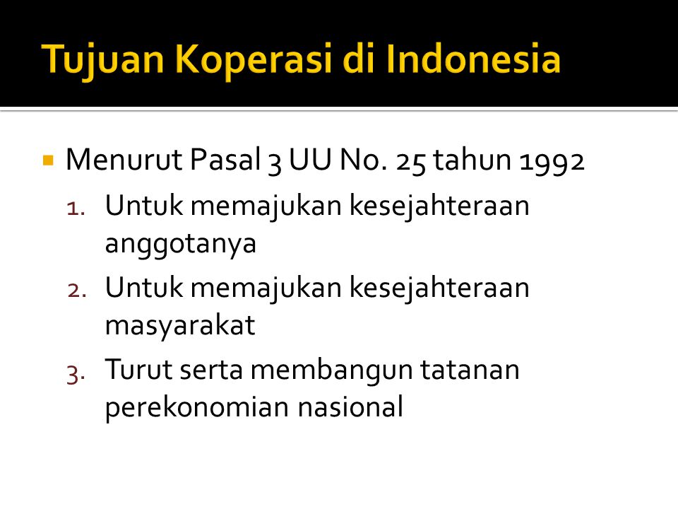 Tujuan Koperasi di Indonesia