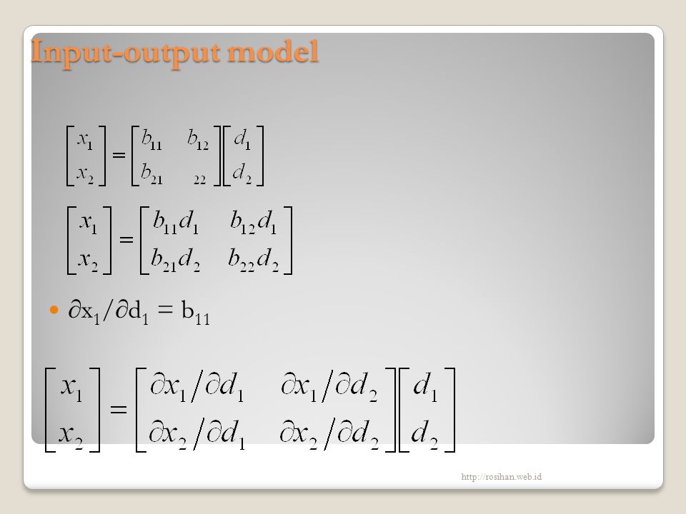 Input-output model ∂x1/∂d1 = b11