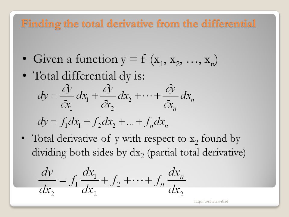Finding the total derivative from the differential
