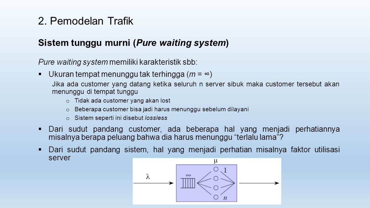 2. Pemodelan Trafik Sistem tunggu murni (Pure waiting system)