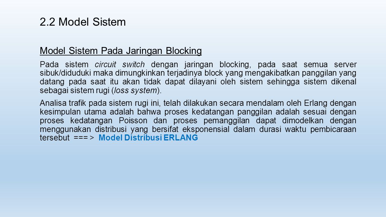 2.2 Model Sistem Model Sistem Pada Jaringan Blocking