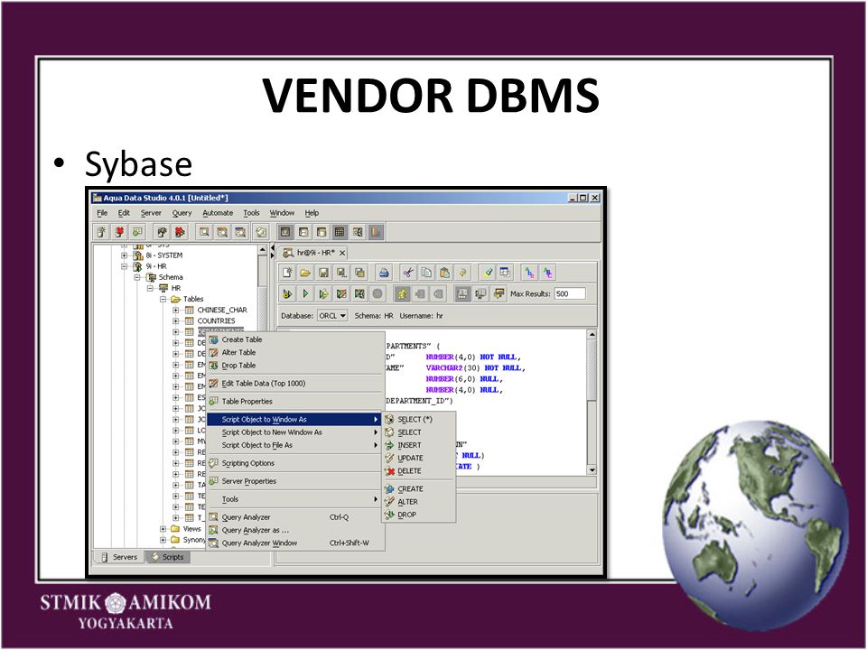 VENDOR DBMS Sybase