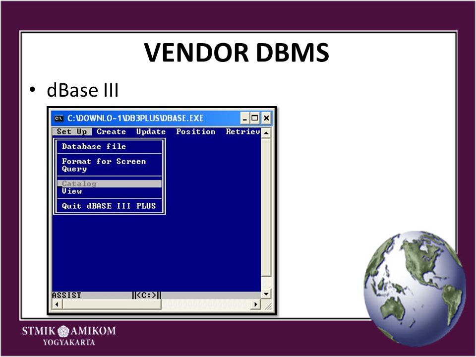 VENDOR DBMS dBase III