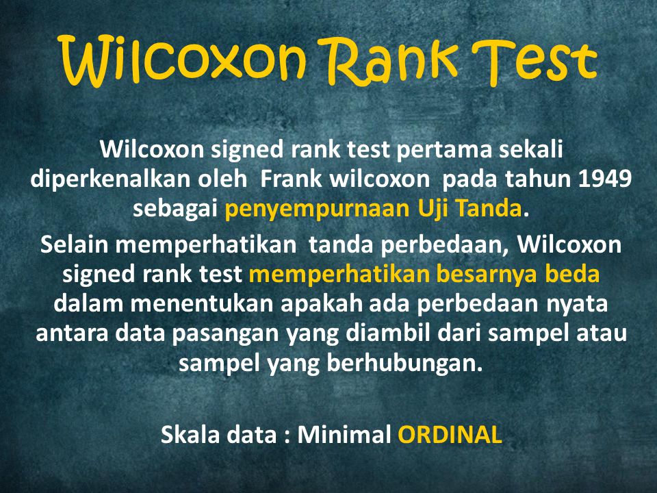 Rank test. Wilcoxon signed Rank Test.