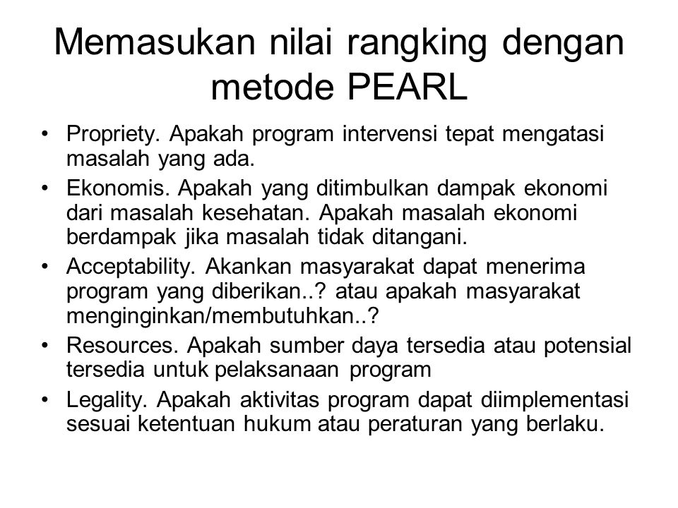 Memasukan nilai rangking dengan metode PEARL