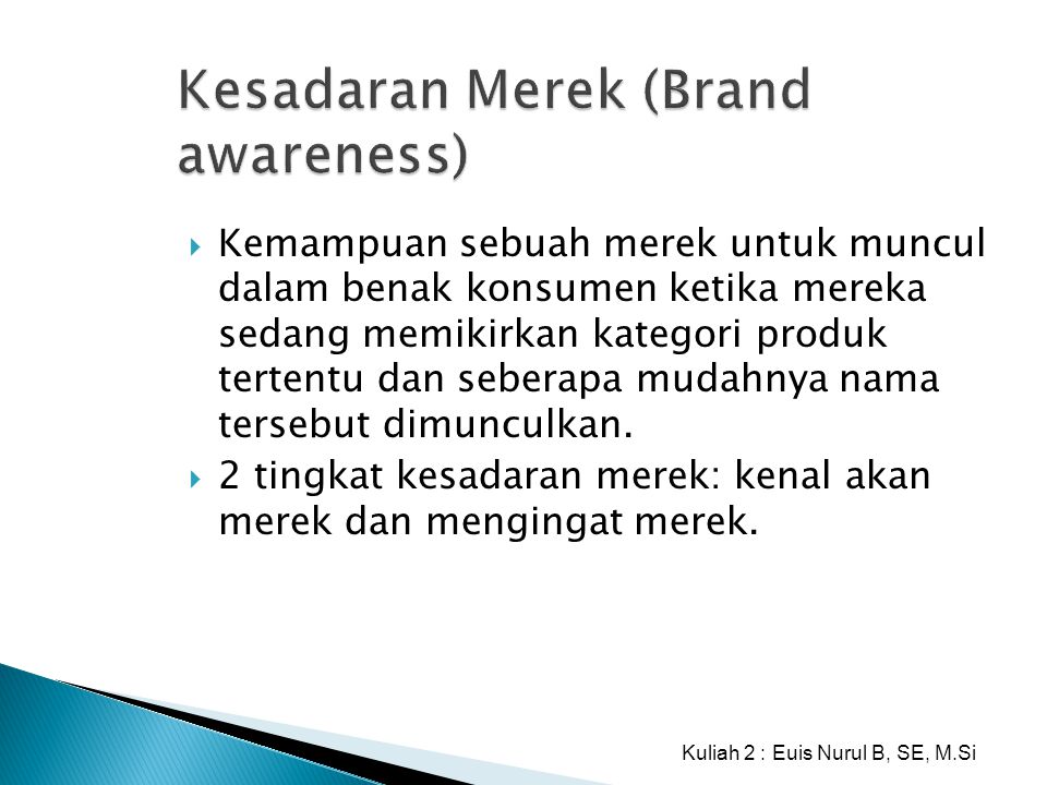 Kesadaran Merek (Brand awareness)