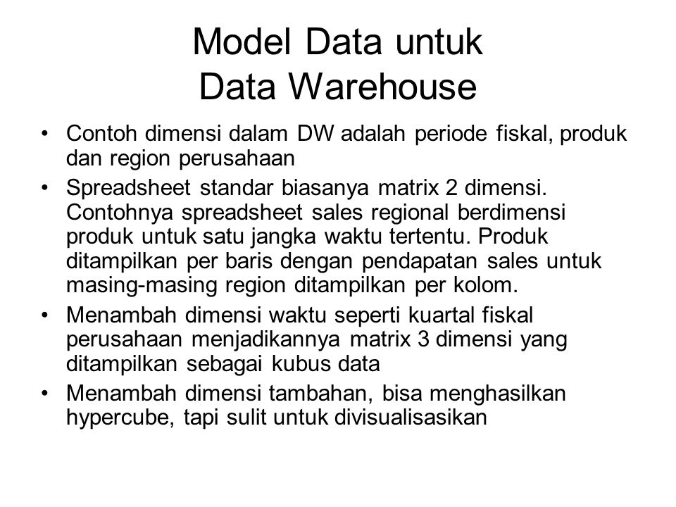 Model Data untuk Data Warehouse