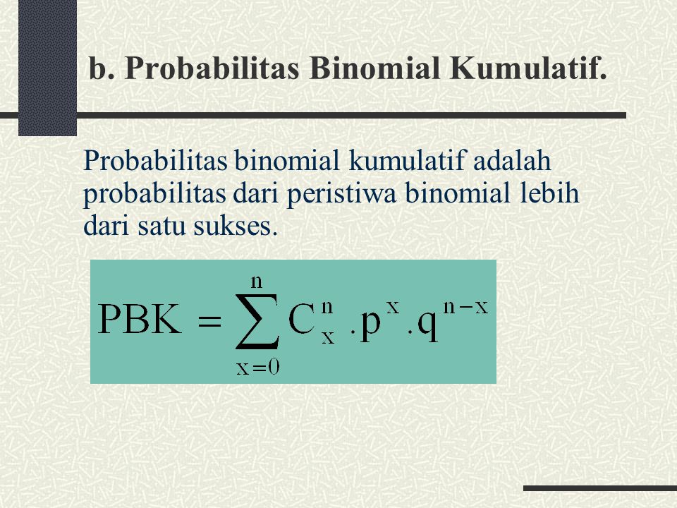 b. Probabilitas Binomial Kumulatif.