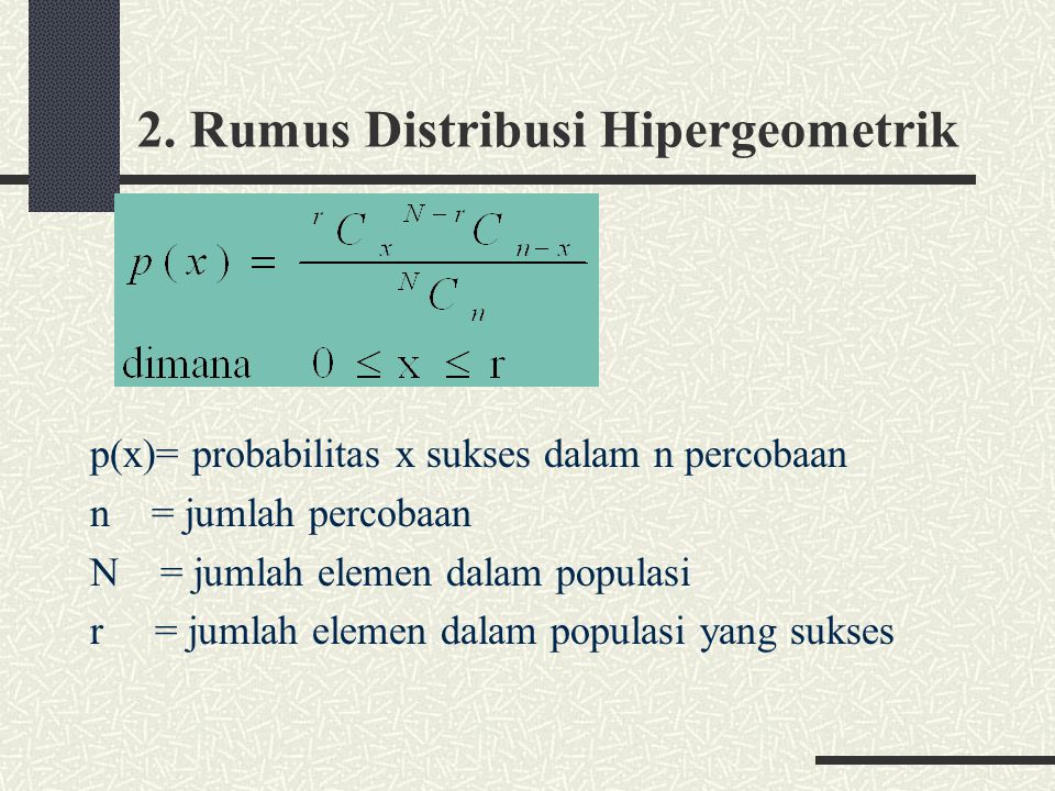 2. Rumus Distribusi Hipergeometrik