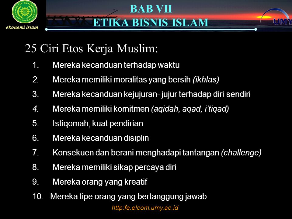 25 Ciri Etos Kerja Muslim: