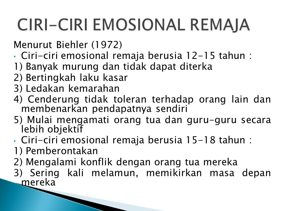 CIRI-CIRI EMOSIONAL REMAJA