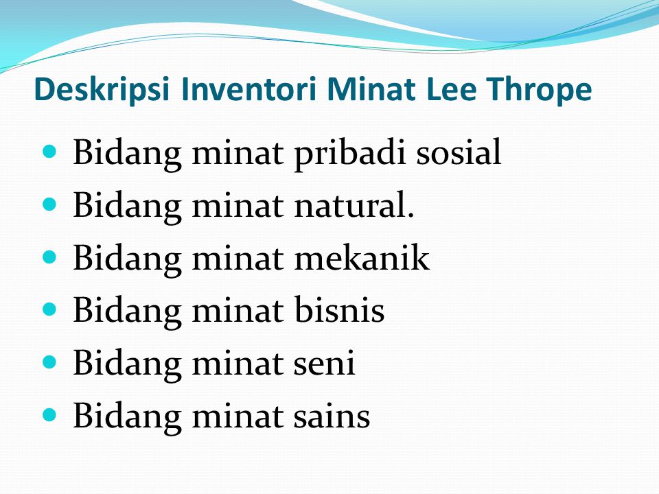 Deskripsi Inventori Minat Lee Thrope