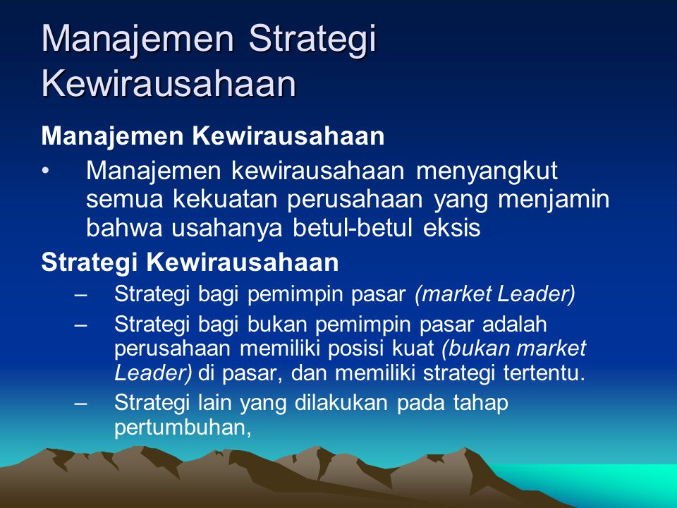 Manajemen Strategi Kewirausahaan