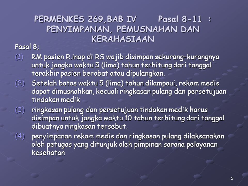PERMENKES 269,BAB IV. Pasal 8-11