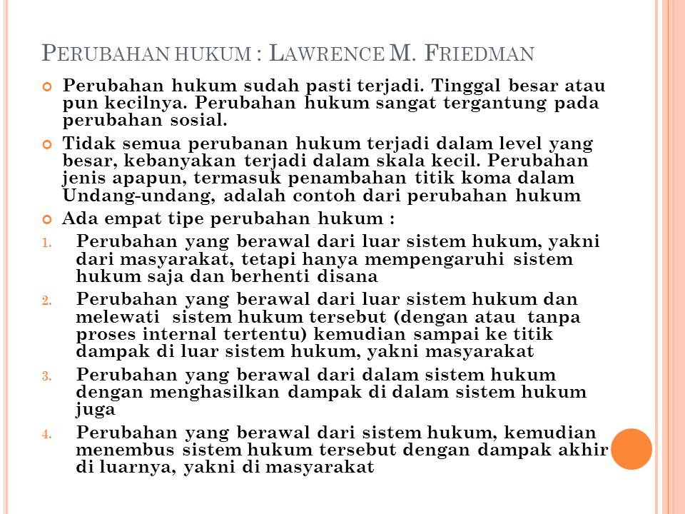 Perubahan hukum : Lawrence M. Friedman