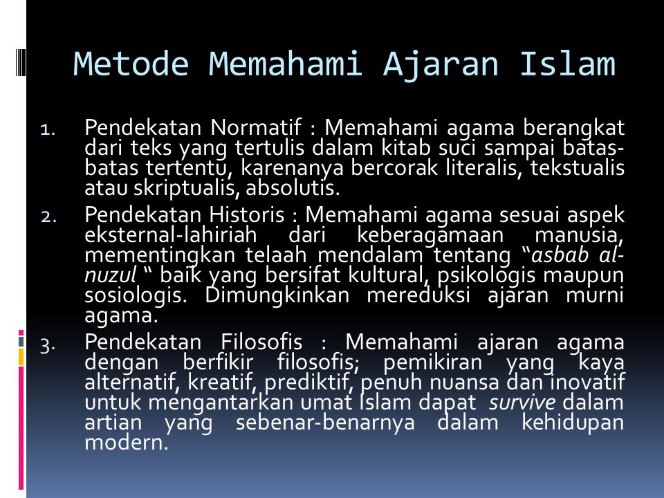 Metode Memahami Ajaran Islam