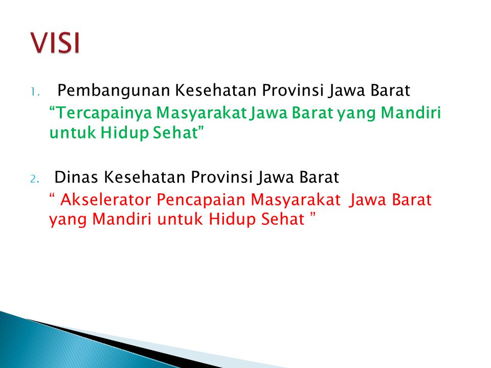 VISI Pembangunan Kesehatan Provinsi Jawa Barat