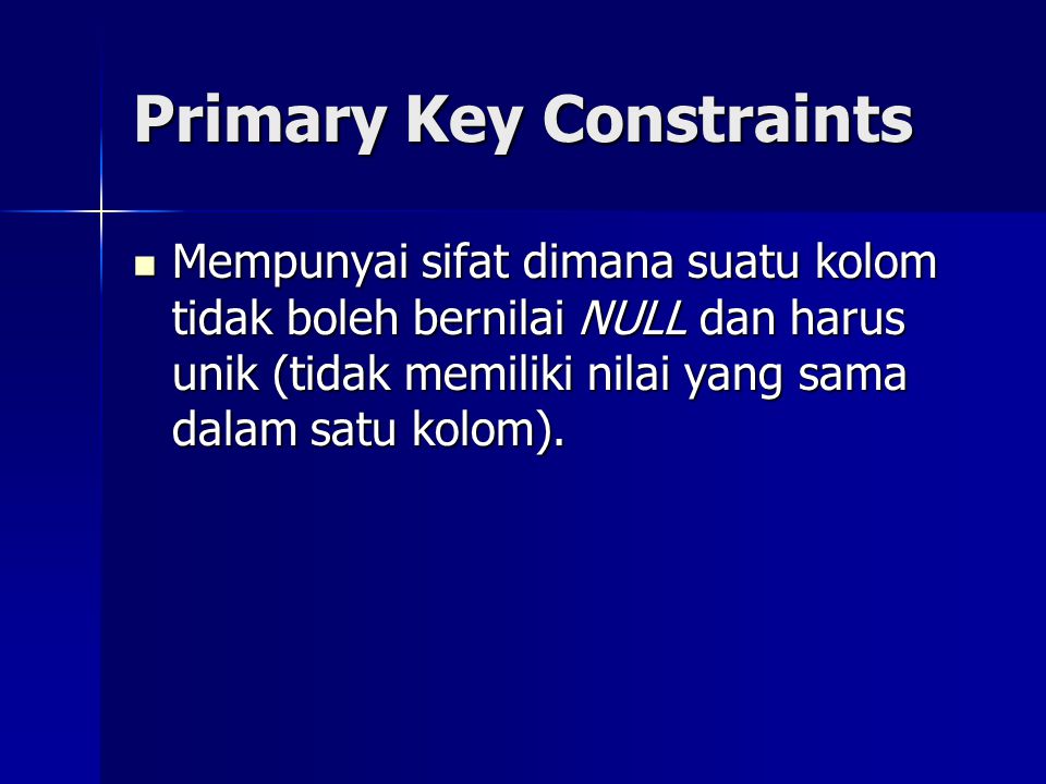 Primary Key Constraints