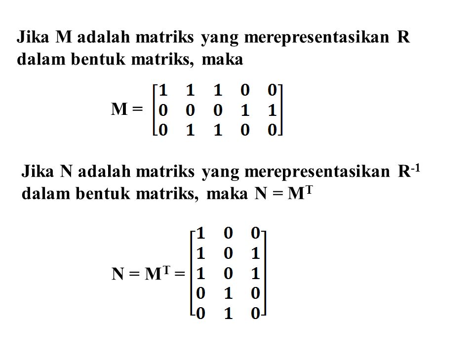 Jika M adalah matriks yang merepresentasikan R