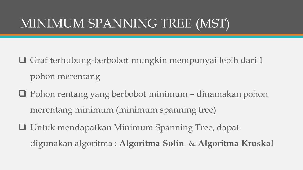 MINIMUM SPANNING TREE (MST)