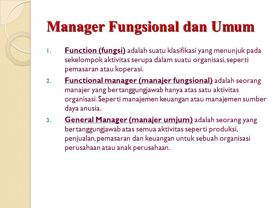 Manager Fungsional dan Umum