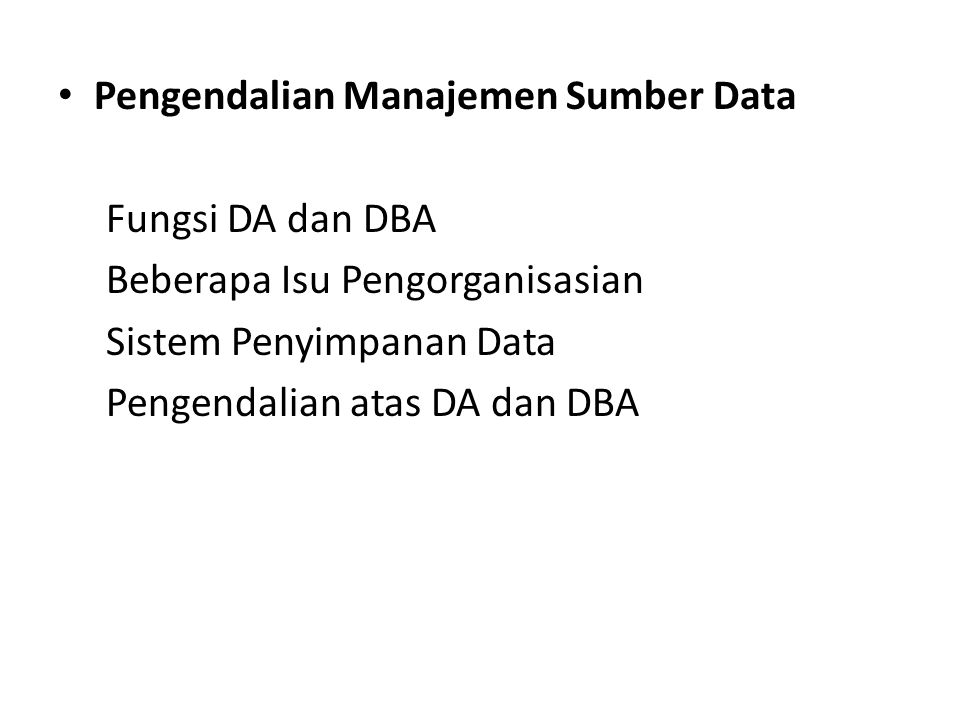 Pengendalian Manajemen Sumber Data