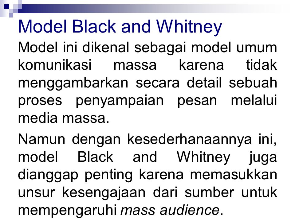 Model Black and Whitney