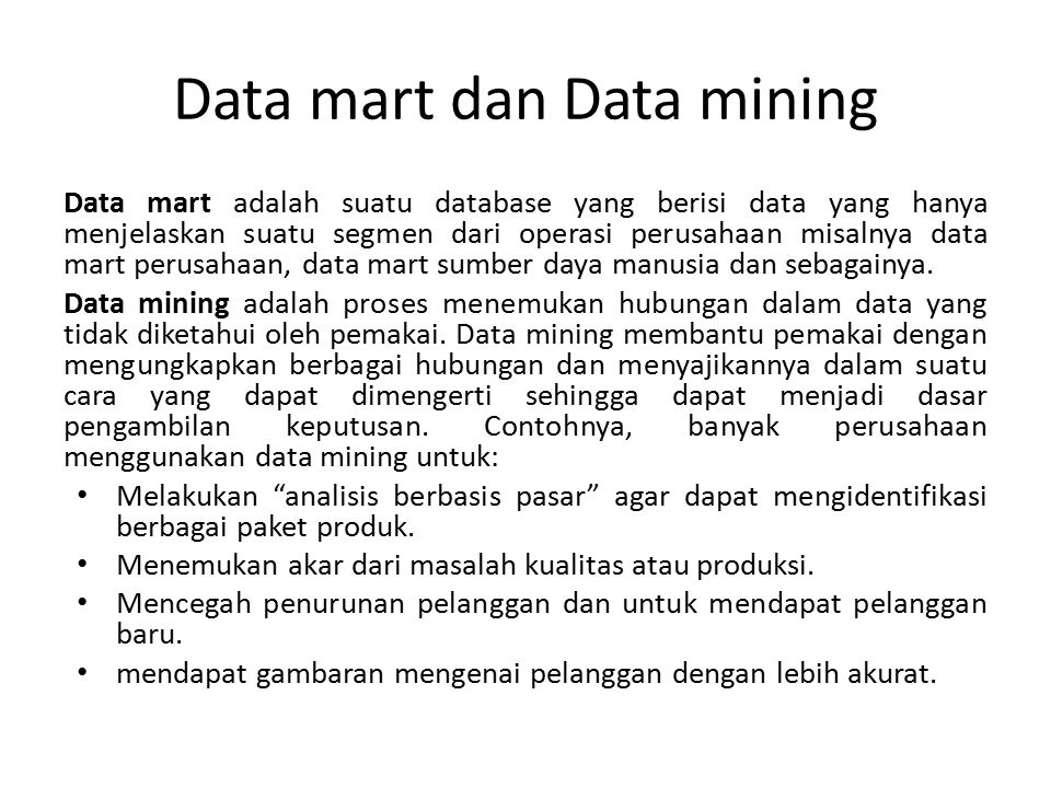 Data mart dan Data mining