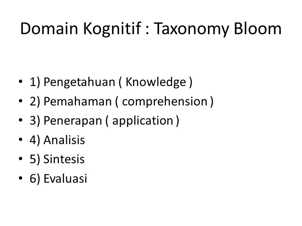 Domain Kognitif : Taxonomy Bloom