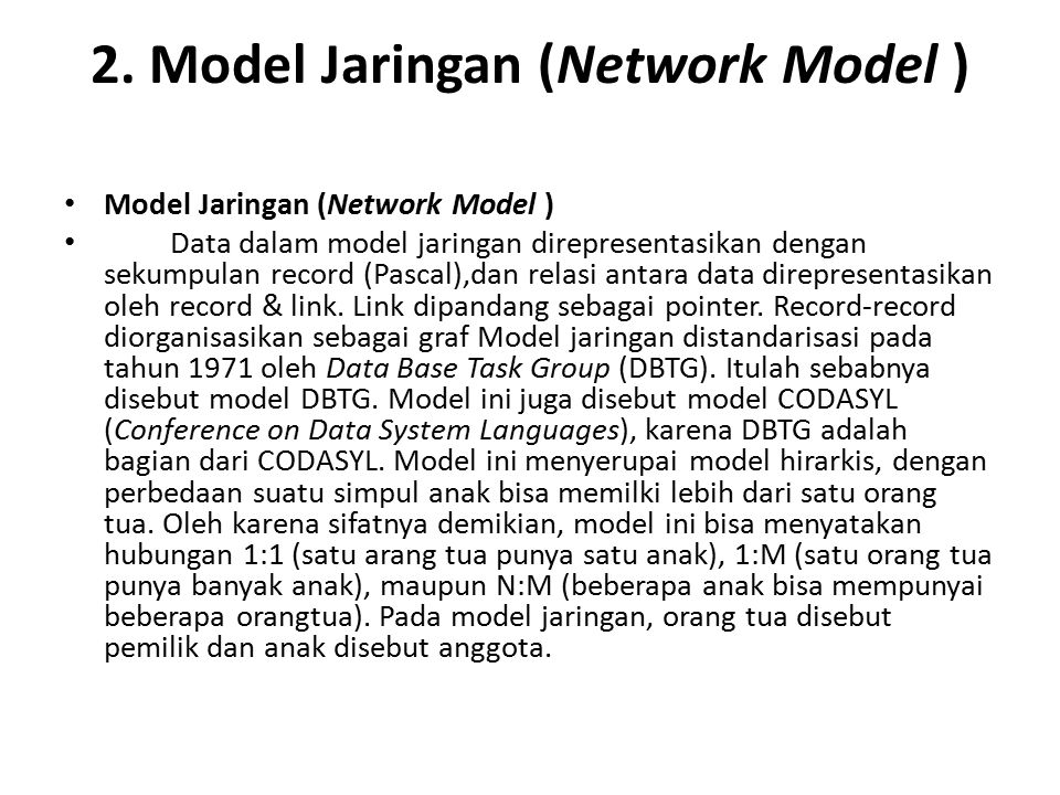 2. Model Jaringan (Network Model )