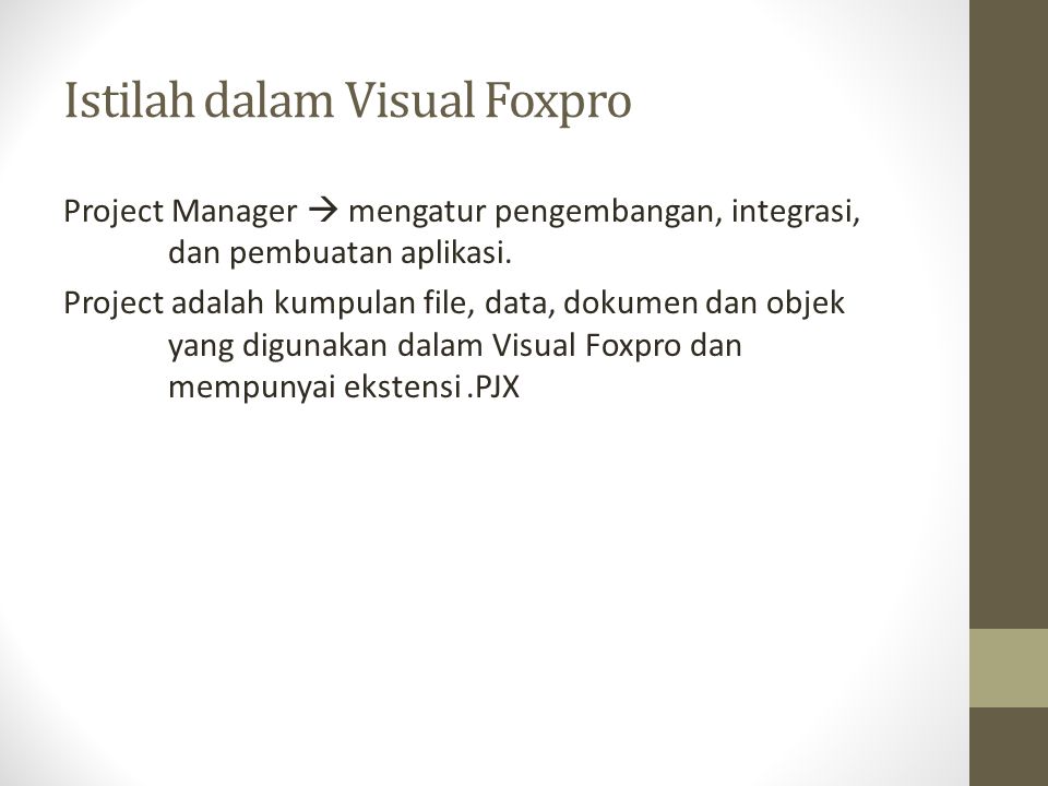 Istilah dalam Visual Foxpro