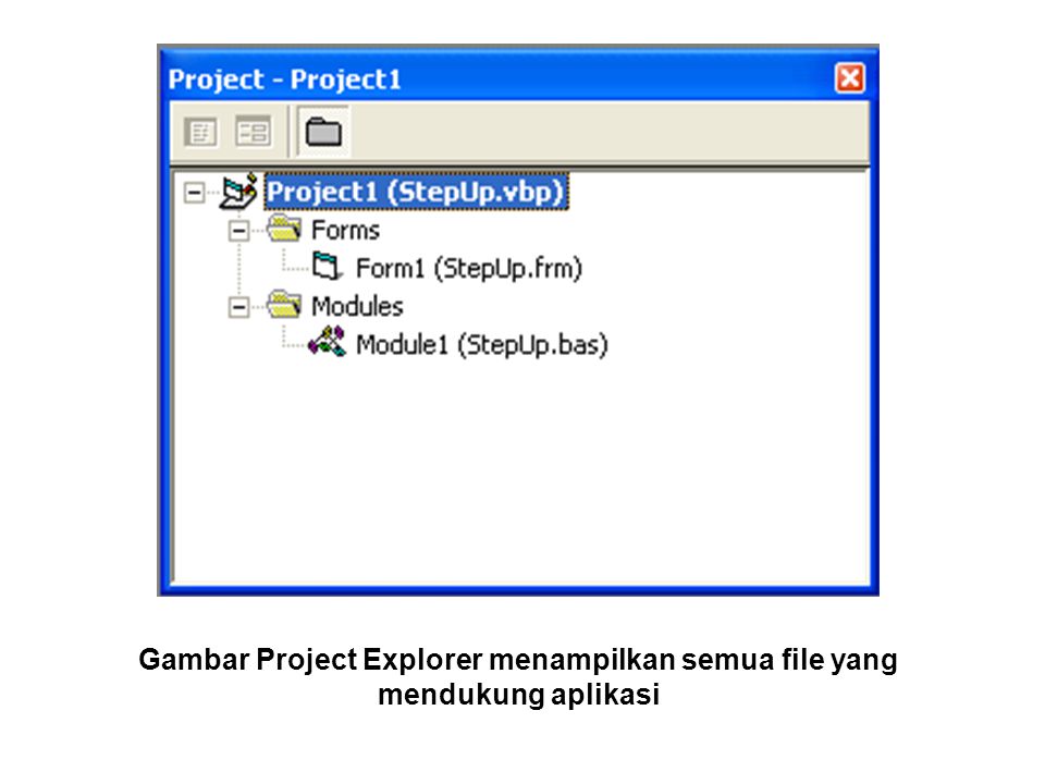 Gambar Project Explorer menampilkan semua file yang mendukung aplikasi