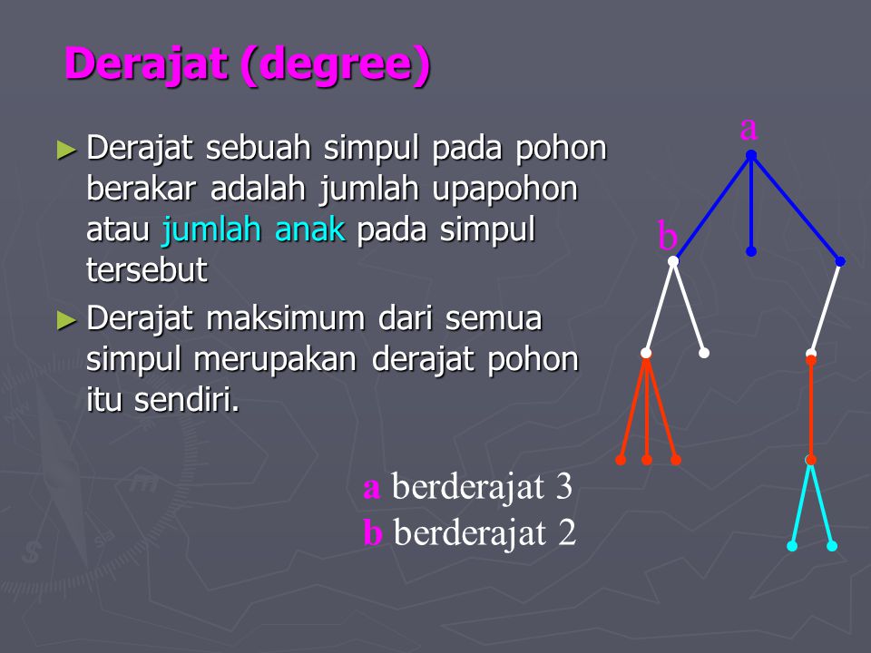Derajat (degree) a b a berderajat 3 b berderajat 2