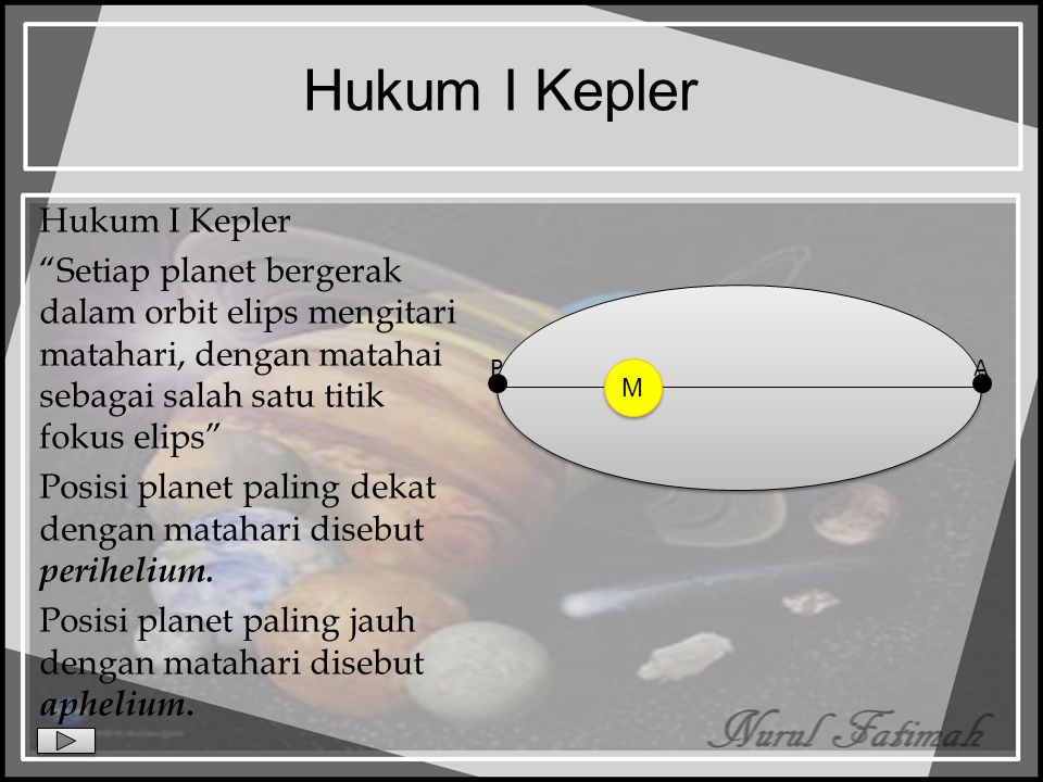 Hukum I Kepler Hukum I Kepler