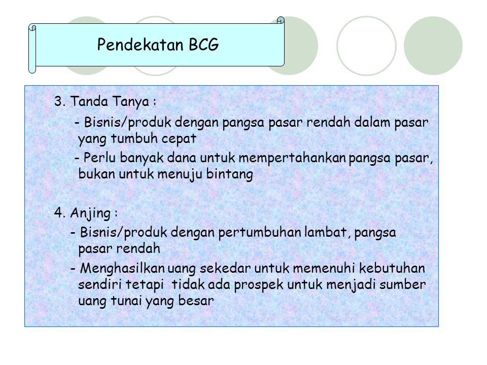 3. Tanda Tanya : Pendekatan BCG