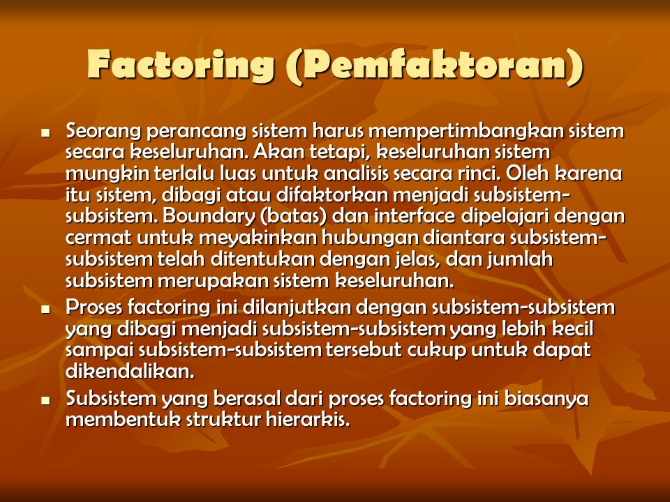 Factoring (Pemfaktoran)