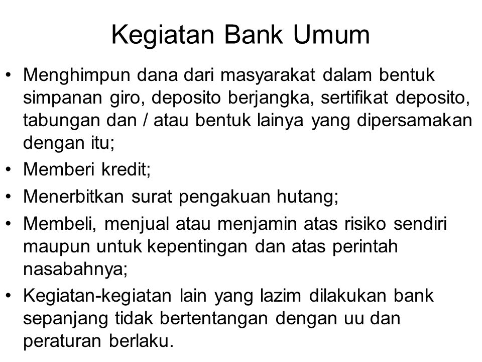 Kegiatan Bank Umum